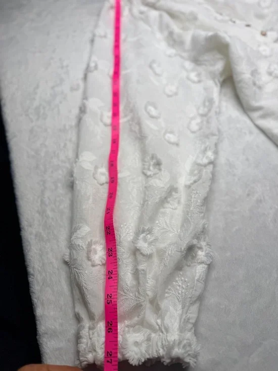 White Floral Embroidered 100% Cotton Boho Blouse | Cottagecore - Picture 6 of 8